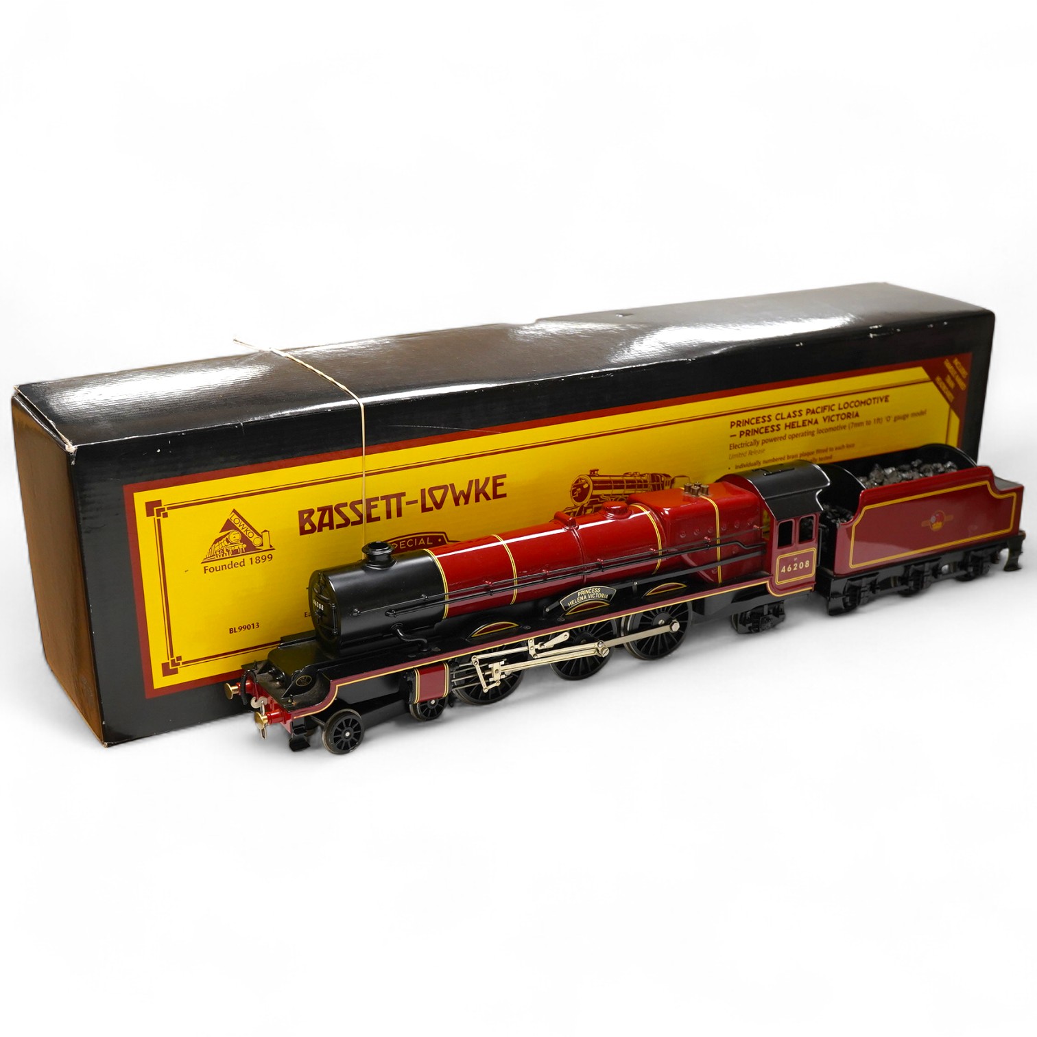 A boxed Bassett-Lowke by Corgi 0 gauge tinplate BR Princess Royal class 4-6-2 tender locomotive, Princess Helena Victoria 46208, a special limited release, with option for two or three rail running, with instruction leaf